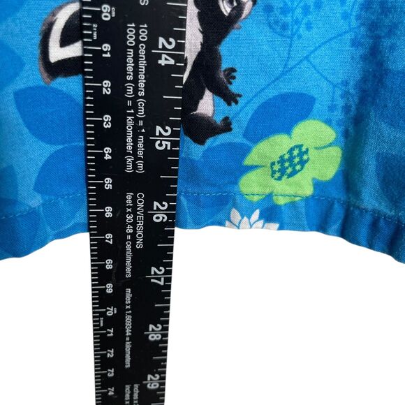 Disney Scrub Shirt Women's Medium Blue Bambi Short Sleeve V-Neck Tee Shirt - Picture 2 of 8